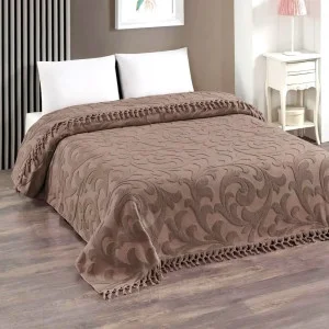 Махрове простирадло покривало євро 220x240 Exclusive Kahve з китицями